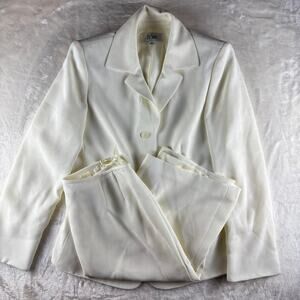 Le Suit 2 Piece Jacket / Skirt Women's Size 8 Ivory Floral Texture Formal